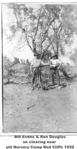 Bill Evans & Ron Douglas on clearing near Old Nursery Camp Red Cliffs, Mildura.