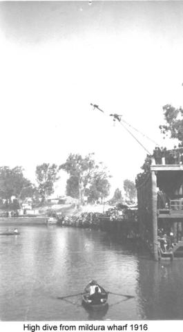 High Dive from Wharf at Mildura.