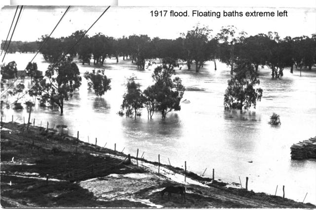Floating Baths during flood, Mildura.