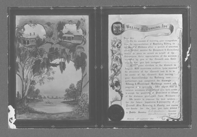 Letter to William H Downing ESQ, Mildura.