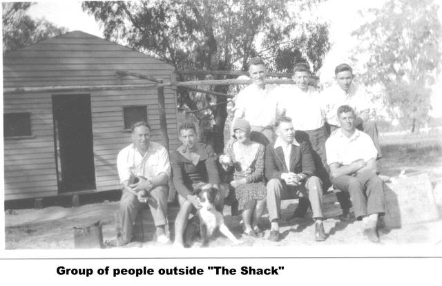 Group of people outside The Shack, Mildura.
