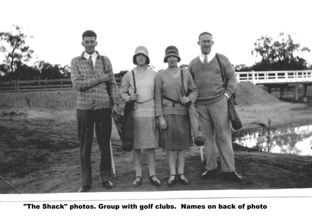 The Shack group with golf clubs, Mildura.