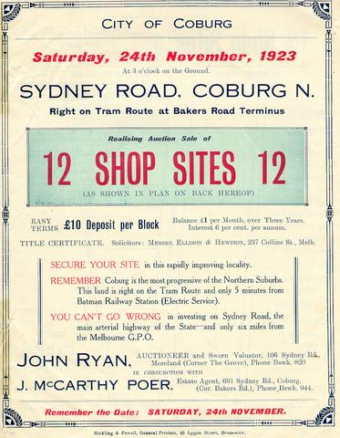 Auction of 12 Shop Sites in Sydney Rd.