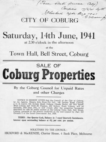  Sale of Coburg Properties