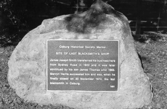 Plaque: Site of Last Blacksmith's Shop
