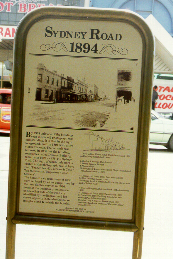  Close Up View of Sydney Rd.. Bell St. Photo Panel