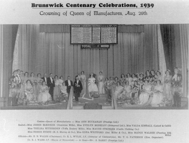  Crowning of Queen of Manufactures. Ann Buchanan at the Brunswick Centenary Celebrations
