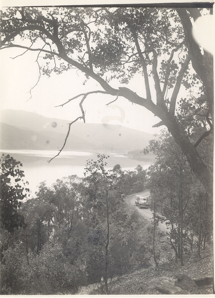 Stock truck on road near Eildon Weir