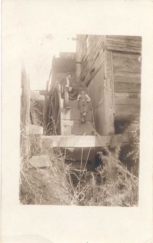 Waterwheel at Crystal Creek. early 1900s