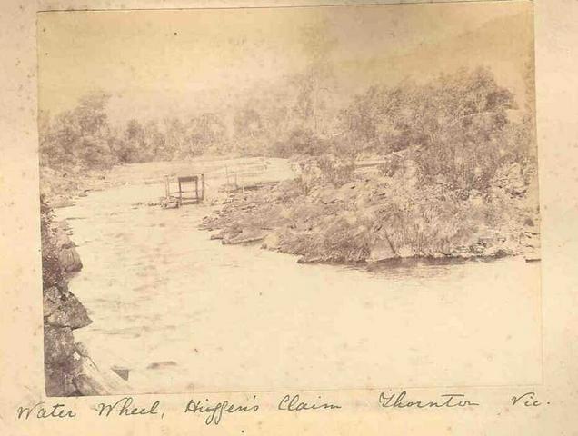 Water wheel. Higgen's claim. Thornton. Vic.