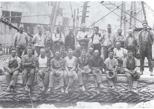 Workmen on Sugarloaf dam