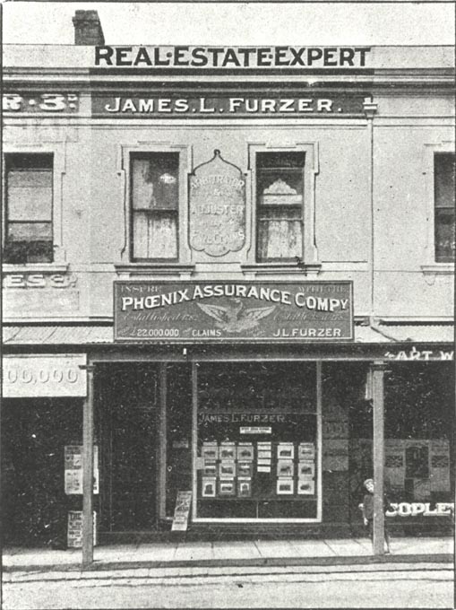 James L. Furzer, House, Land and Estate Agent, 144 Brunswick Street , Fitzroy.