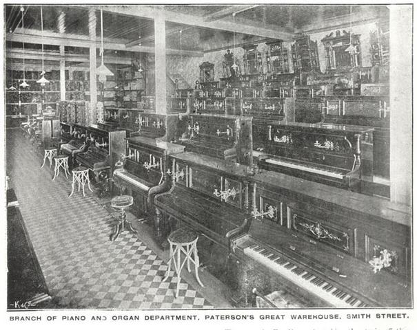 Branch of Piano and Organ Department, Paterson's Great Warehouse, corner Smith and Moor Streets, Fitzroy.
