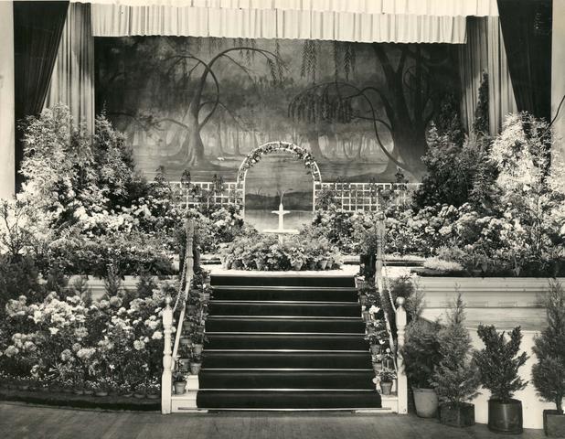 Stage setting for a ball at the Fitzroy Town Hall 