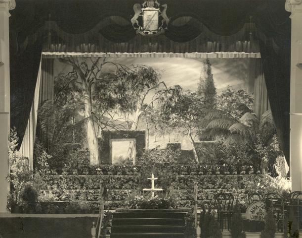 Stage setting for a ball at the Fitzroy Town Hall 