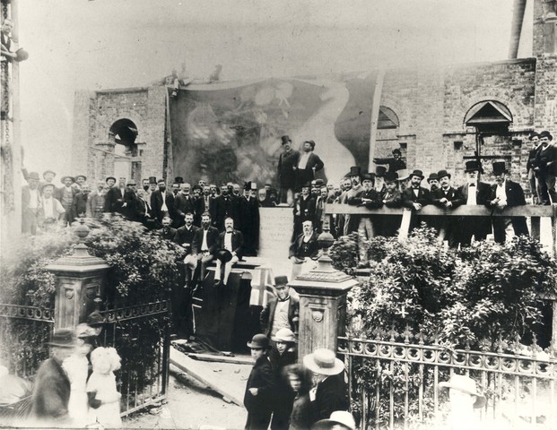 Laying the foundation stone of the Fitzroy Library