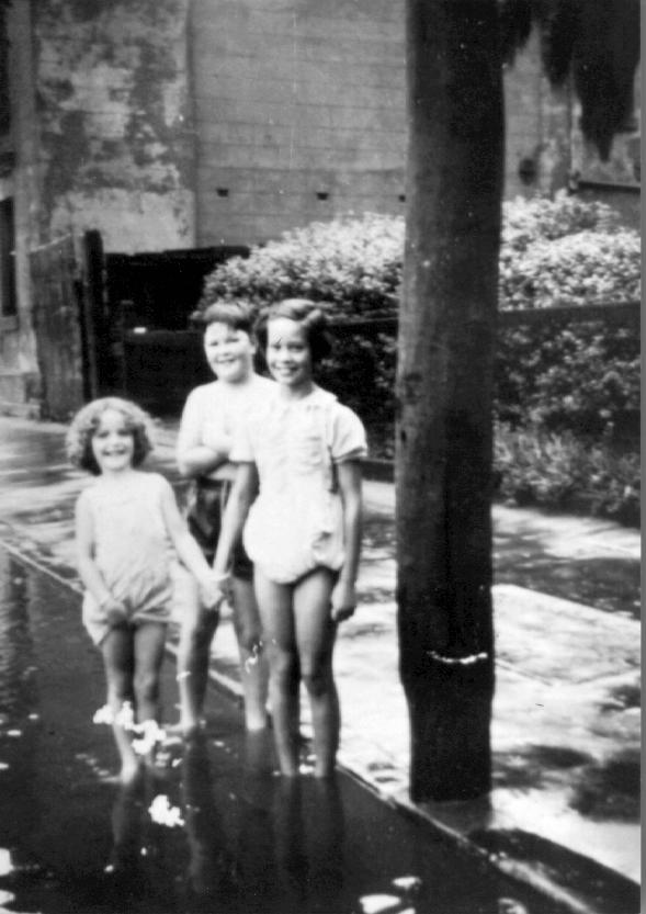 Children enjoy the flood