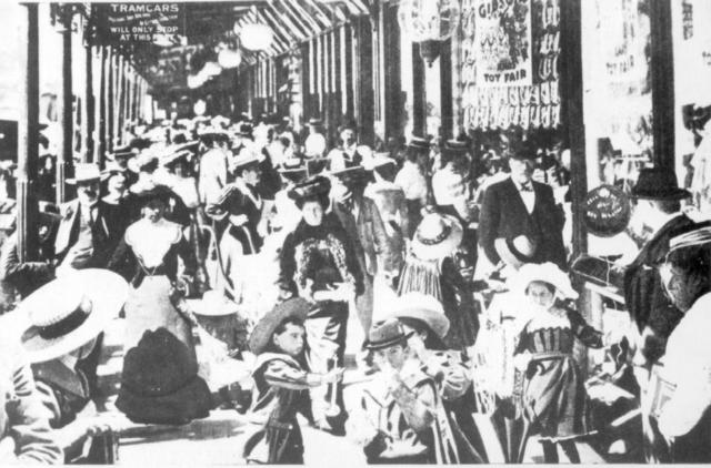 Under the verandahs in Smith Street