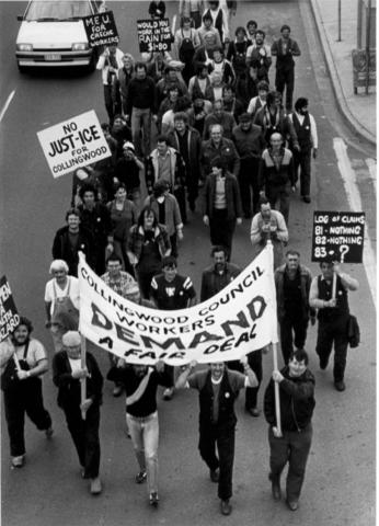 Collingwood outdoor workers march