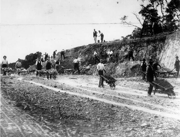 Workers constructing the Boulevard (Susso Drive)