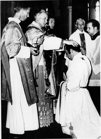 Cardinal Wojtila ordaining a priest at St Ignatius' Church, Richmond