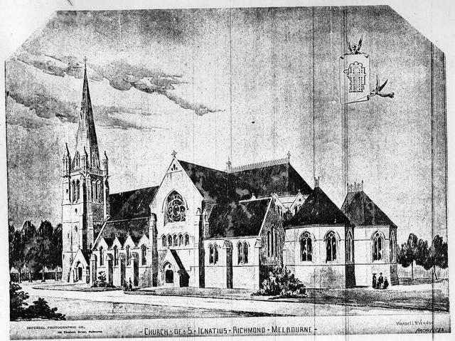 Architect's drawing of St Ignatius' Church, Richmond
