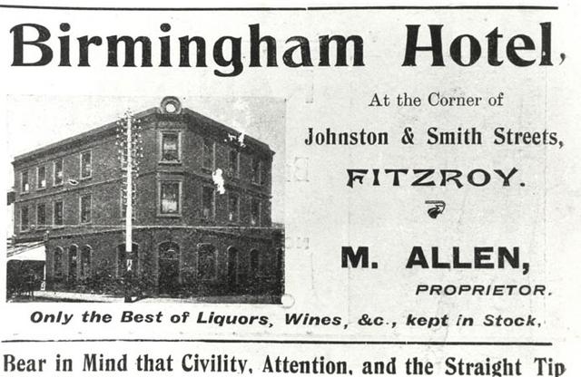 Birmingham Hotel, corner Johnston and Smith Street, Fitzroy.