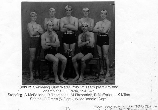 chs:1946 . Coburg swimming club water polo B team